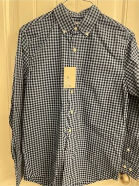 Croft & Barrow Blue and Black Gingham Button-Down Shirt NWT